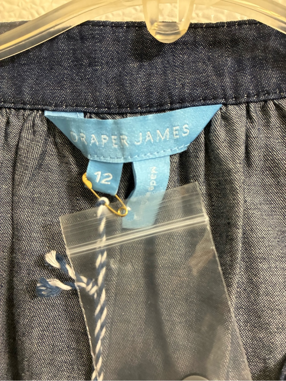 Draper James Navy Denim Button-Front Tie-Waist Shirt Dress NWT size 12 - Picture 5 of 6